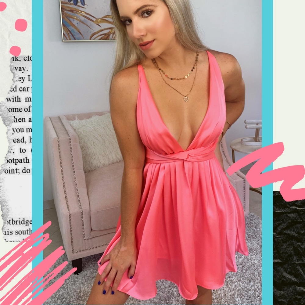 Satin Pink Neon Dress